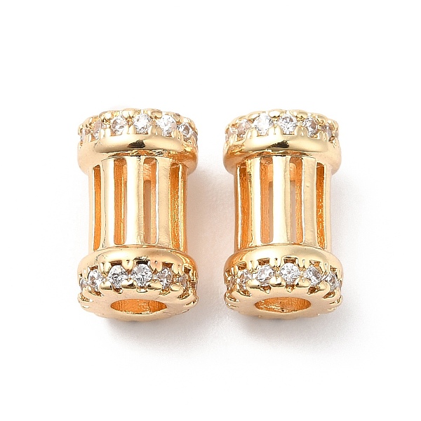 

PandaHall Rack Plating Brass Micro Pave Clear Cubic Zirconia Column Beads, Long-Lasting Plated, Lead Free & Cadmium Free, Real 14K Gold...