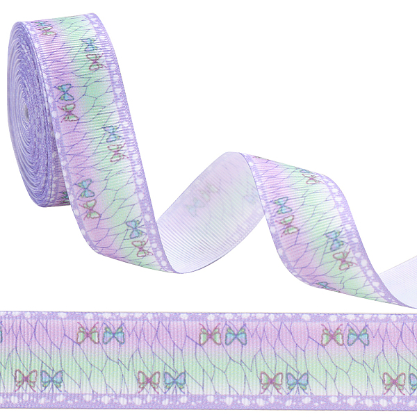 

PandaHall Gorgecraft 10 Yards Polyester Printed Grosgrain Ribbon, for Gift Wrapping, Party Decoration, Butterfly Pattern, Lilac, 1 inch..., Purple