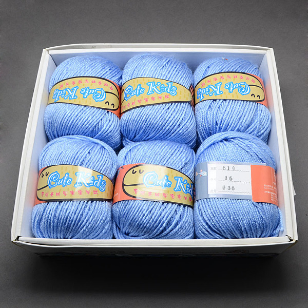 PandaHall Soft Baby Yarns, with Cashmere, Acrylic Fibres and PAN Fiber, Cornflower Blue, 2mm, about 50g/roll, 6rolls/box Cashmere+Orlon+PAN...