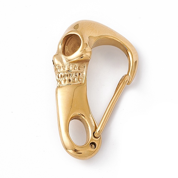

PandaHall 304 Stainless Steel Push Gate Snap Keychain Clasps, Skull, Golden, 45x26x13.5mm, Hole: 5x9mm 304 Stainless Steel Skull