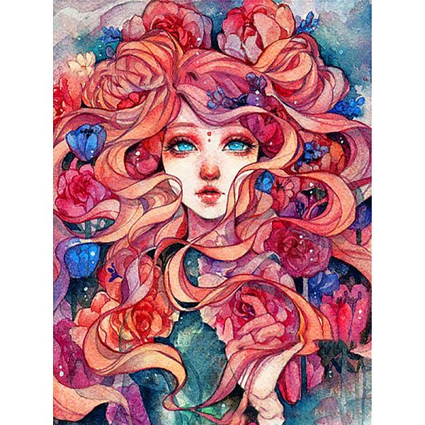 

PandaHall DIY Beautiful Girl Pattern Diamond Painting Kits, including Acrylic Rhinestones, Diamond Sticky Pen, Tray Plate and Glue Clay...
