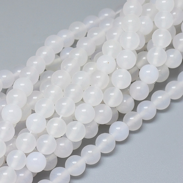 

PandaHall Natural White Agate Beads Strands, Grade A, Round, 8~8.5mm, Hole: 0.7mm, about 48 pcs/Strand, 14.96 inch(38 cm) Natural Agate...