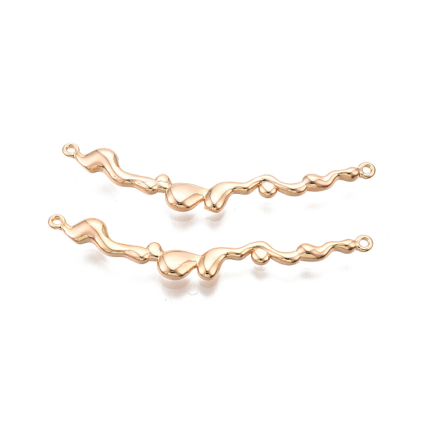 

PandaHall Brass Wavy Connector Charms, Nickel Free, Real 18K Gold Plated, 52x8.5x3mm, Hole: 1.2mm Brass Others