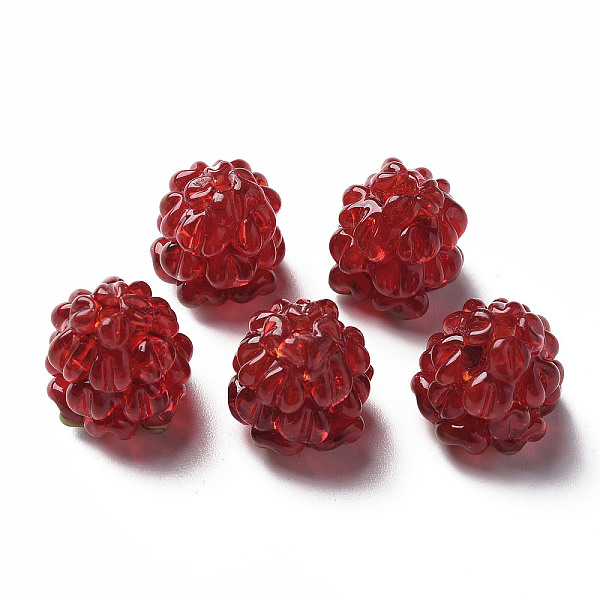 

PandaHall Handmade Lampwork Beads, Raspberry, Dark Red, 15~16x13~14mm Lampwork Food