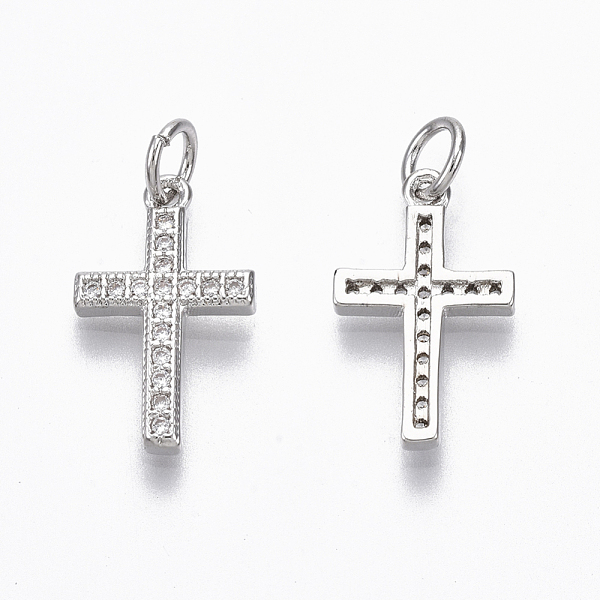 

PandaHall Brass Micro Pave Cubic Zirconia Charms, with Jump Ring, Nickel Free, Cross, Clear, Real Platinum Plated, 17x10.5x2mm, Hole: 3mm...
