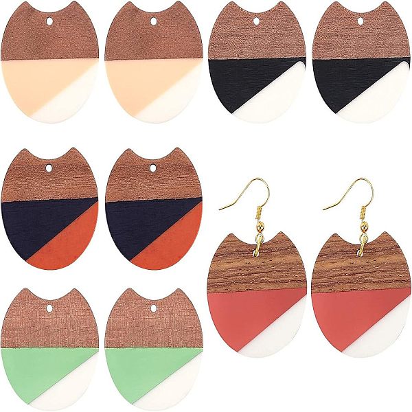 

PandaHall Olycraft DIY Dangle Earring Making Kits, Including Resin & Wood Pendants, Brass Earring Hooks & Jump Rings, Gap Flat Round, Mixed..., Multicolor