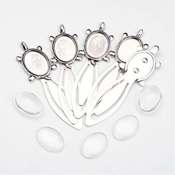 

PandaHall Bookmark Making Sets, with Alloy Cabochon Settings and Glass Cabochons, Oval, Cadmium Free & Nickel Free & Lead Free, Antique...