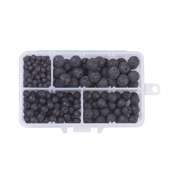 

PandaHall Natural Lava Rock Beads, Round, 4mm, 6mm, 8mm, 10mm, 350pcs/box Round
