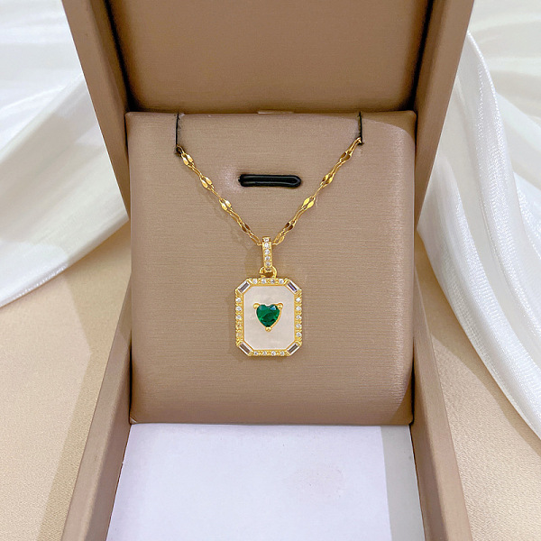 

PandaHall Rectangle with Heart Brass with Rhinestone Pendant Necklaces, with 201 Stainless Steel Dapped Chains, Golden, 18.39 inch(46.7cm)...