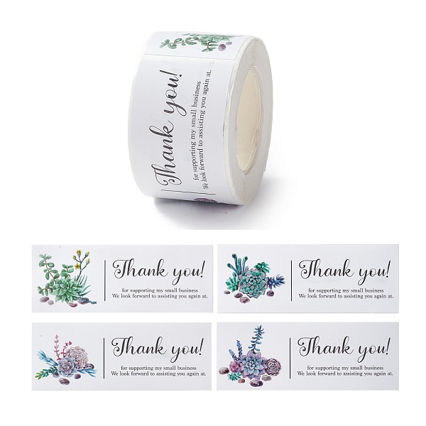

PandaHall Thank You Stickers Roll, Rectangle Paper Gift Tag Stickers, Adhesive Labels Stickers, Plants Pattern, 3.3cm, Stickers..., Green
