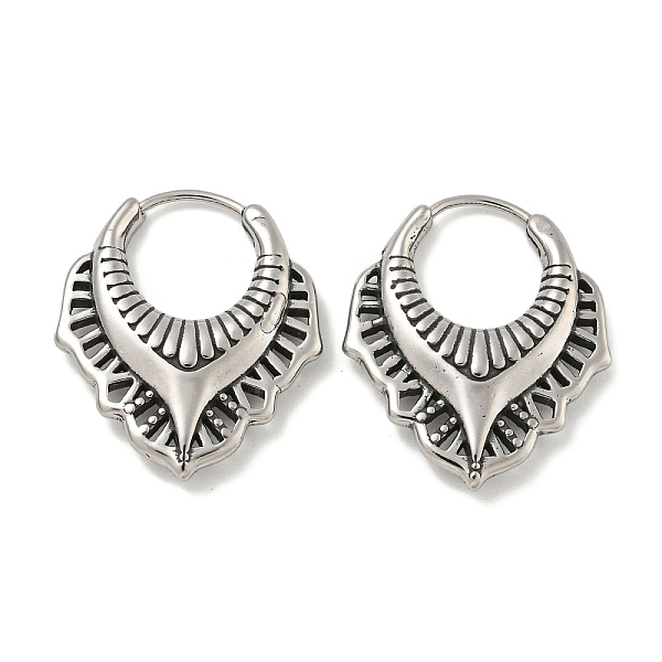 

PandaHall 316 Surgical Stainless Steel Hoop Earrings, Leaf, Antique Silver, 25.5x21.5mm 316 Surgical Stainless Steel Leaf