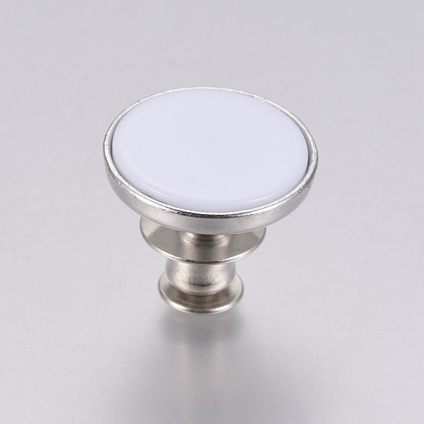 

PandaHall Alloy Button Pins for Jeans, with Resin, Flat Round, White, 16.5x14mm Alloy Flat Round White