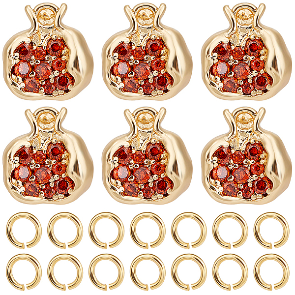 

PandaHall CREATCABIN 6Pcs Brass Micro Pave Chocolate Cubic Zirconia Charms, Nickel Free, Pomegranate Shape, with 40Pcs Brass Open Jump Rings...