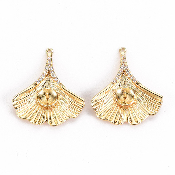 

PandaHall Brass Micro Pave Clear Cubic Zirconia Peg Bails Pendants, for Half Drilled Bead, Nickel Free, Ginkgo Leaf, Real 18K Gold Plated...
