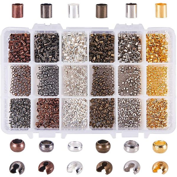 

PandaHall Iron/Brass Crimp Beads, Mixed Shapes, Mixed Color, 16.5x10.8x3cm Iron Mixed Shapes