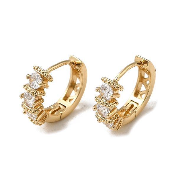

PandaHall Brass Micro Pave Cubic Zirconia Hoop Earring, Light Gold, 14.5x5mm Brass Clear