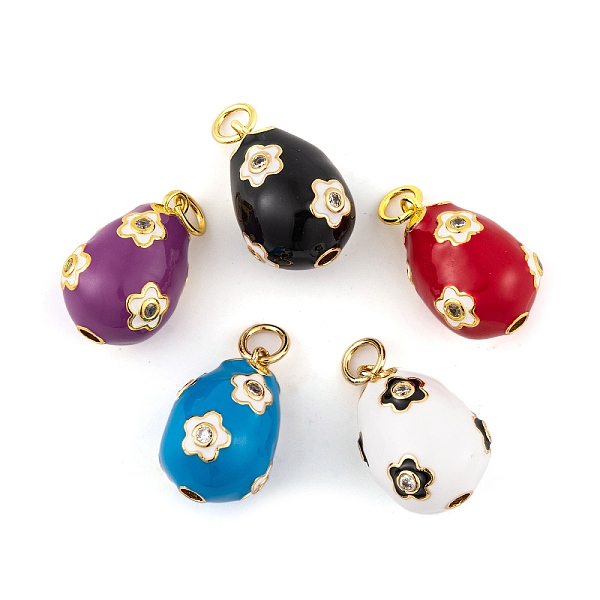 

PandaHall Brass Micro Pave Cubic Zirconia Pendants, with Enamel and Jump Ring, Real 18K Gold Plated, Teardrop with Flower Charms, Mixed..., Multicolor