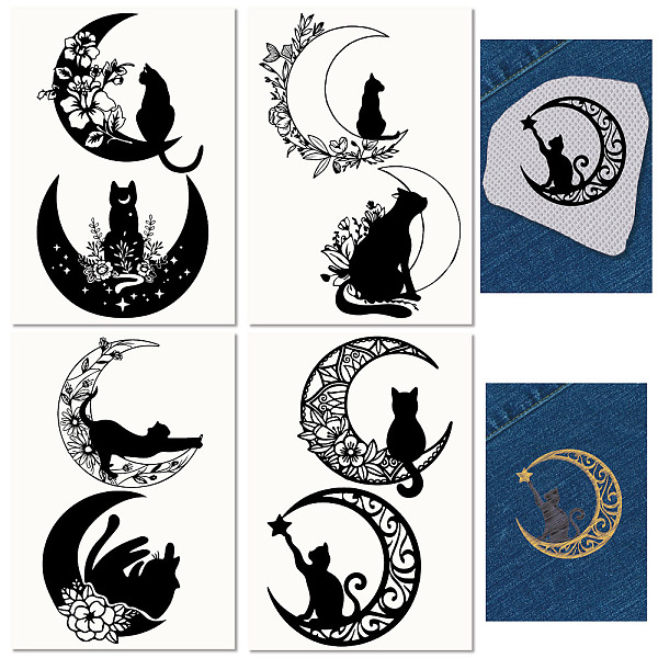 

PandaHall Non-Woven Water Soluble Embroidery Patterns, Wash Away Embroidery Stabilizer, Stick and Stitch Embroidery Paper, Cat Shape & Moon...