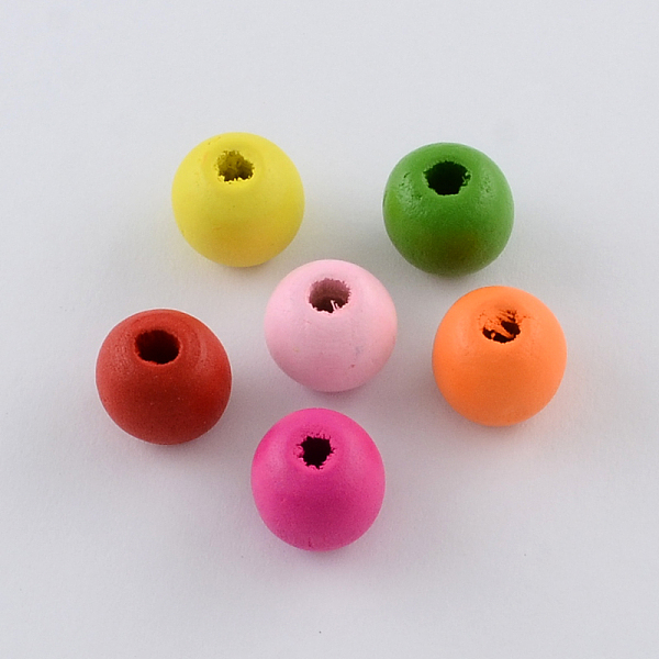 

PandaHall Dyed Natural Wood Beads, Round, Mixed Color, 14x13mm, Hole: 4mm, about 570pcs/500g Wood Round Multicolor
