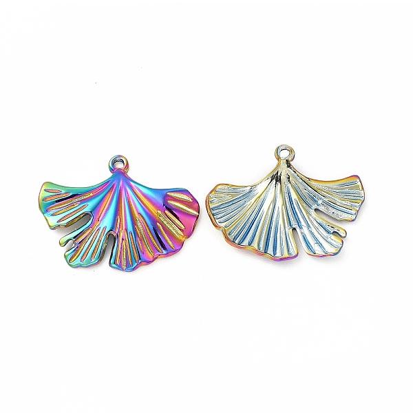 

PandaHall Ion Plating(IP) 304 Stainless Steel Pendants, Ginkgo Leaf Charm, Rainbow Color, 22.5x30x2mm, Hole: 1.4mm 304 Stainless Steel Leaf