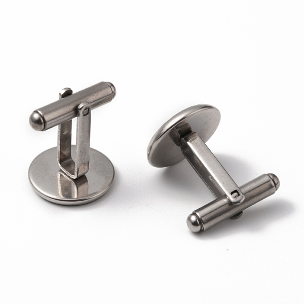 

PandaHall 304 Stainless Steel Cuff Buttons, Cufflink Findings for Apparel Accessories, Stainless Steel Color, Tray: 14mm, 19x19x16mm...