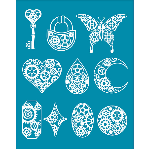 

PandaHall Silk Screen Printing Stencil, for Painting on Wood, DIY Decoration T-Shirt Fabric, Gear, 100x127mm Nylon Gear Cyan