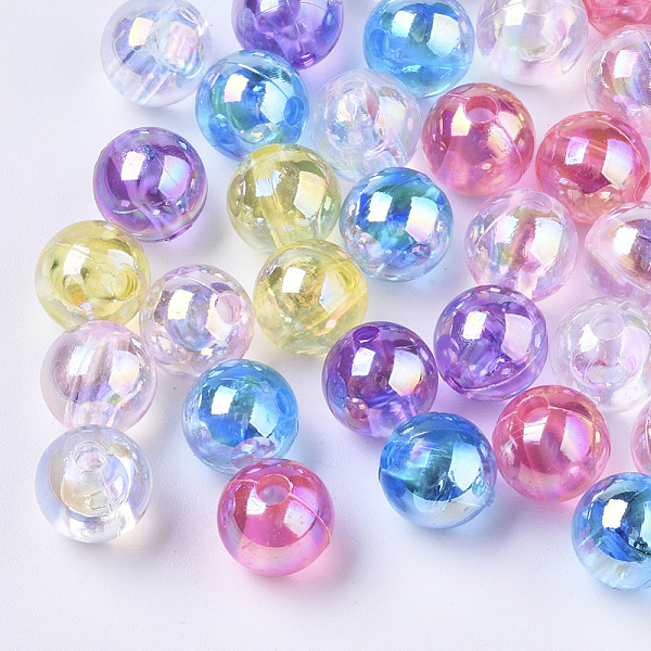 

PandaHall Transparent Acrylic Beads, AB Color Plated, Round, Mixed Color, 8mm, Hole: 1.4mm Acrylic Round Multicolor