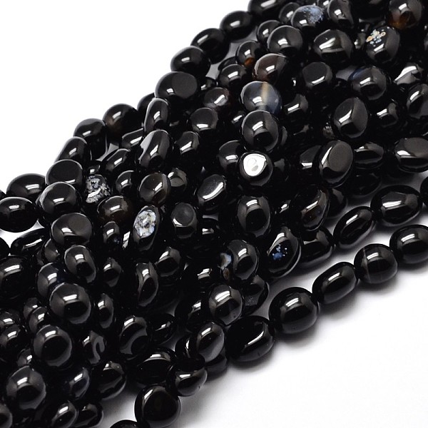 

PandaHall Dyed Natural Black Agate Nuggets Beads Strands, Tumbled Stone, 5~10x6~7x3~7mm, hole: 1mm, about 14.9 inch~15.7 inch Black Agate...