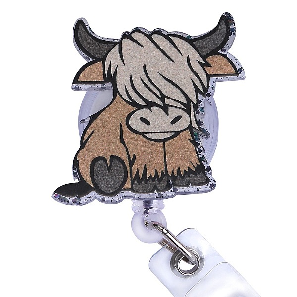 

PandaHall Acrylic & ABS Plastic Badge Reel, Retractable Badge Holder, Cattle, 95mm, Cattle: 44x45.5mm Acrylic Cattle Orange