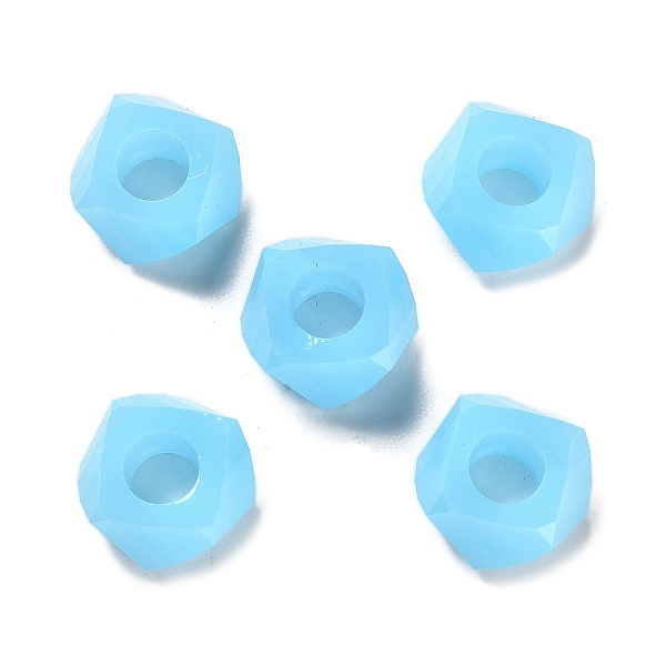 

PandaHall Resin European Beads, Large Hole Beads, Faceted, Polygon, Light Sky Blue, 13~13.5x8mm, Hole: 5.7mm Resin Polygon