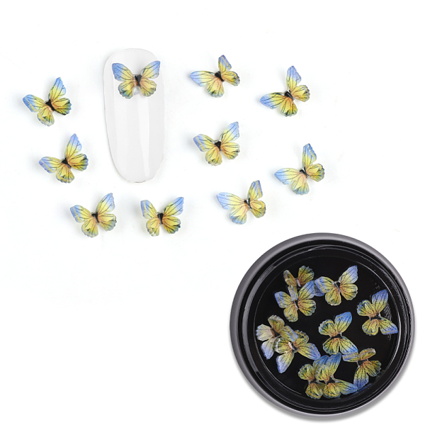 

PandaHall 3D Resin Cabochons, Nail Art Studs, Nail Art Decoration Accessories, Butterfly, Yellow, 7.5x7~8x2~3mm, 10pcs/box Resin Butterfly...