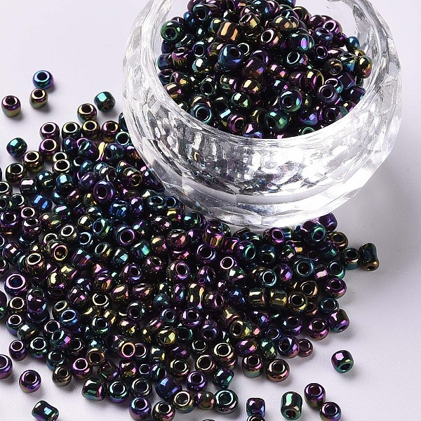 

PandaHall 8/0 Glass Seed Beads, Iris Round, Colorful, 3mm, Hole: 1mm, about 10000pcs/pound Glass