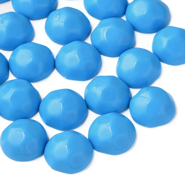 

PandaHall Opaque Acrylic Cabochons, Faceted, Half Round, Deep Sky Blue, 23x22x11mm, about 140pcs/500g Acrylic Half Round