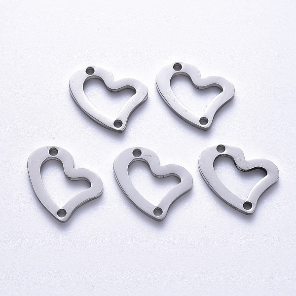 

PandaHall 201 Stainless Steel Links Connectors, Laser Cut, Heart, Stainless Steel Color, 12x17x1.5mm, Hole: 1.6mm 201 Stainless Steel Heart
