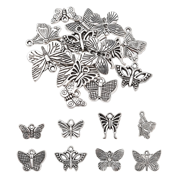 

PandaHall 16Pcs 8 Style Tibetan Style Alloy Pendants, Butterfly, Antique Silver, 2pcs/style Alloy Butterfly