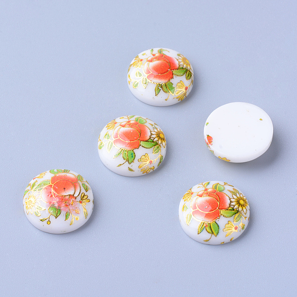 

PandaHall Printed Resin Cabochons, Half Round, White, 12x4mm Resin Half Round White