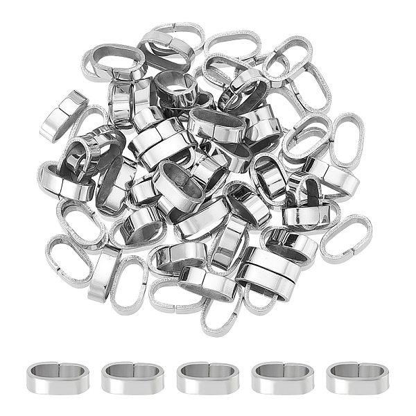 

PandaHall Unicraftale 80Pcs 304 Stainless Steel Slide Charms/Slider Beads, For Leather Cord Bracelets Making, Oval, Stainless Steel Color...