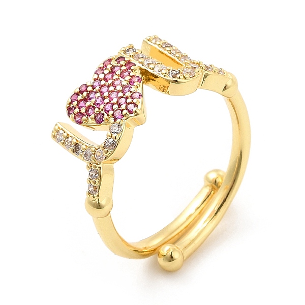 

PandaHall Rack Plating Brass Micro Pave Camellia Cubic Zirconia Rings, Heart Love Adjustable Rings, Cadmium Free & Lead Free, Long-Lasting..., Pink