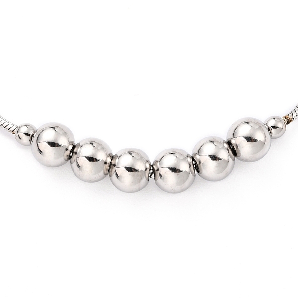

PandaHall 304 Stainless Steel Round Snake Chain Bracelets, with Round Beads, Golden, 7-1/8 inch(18cm), Bead: 6x5mm 304 Stainless Steel