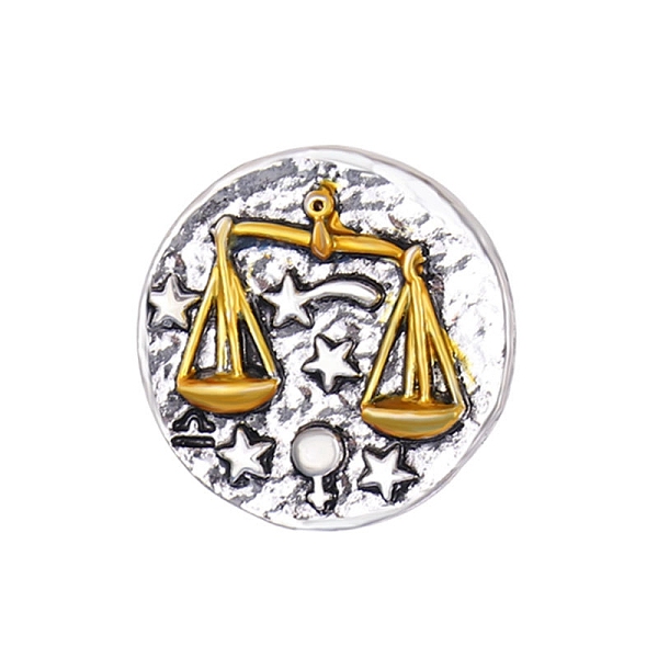

PandaHall Constellation Alloy Pins, Round Brooch, Zodiac Sign Badge for Clothes Backpack, Libra, 18mm Alloy Libra