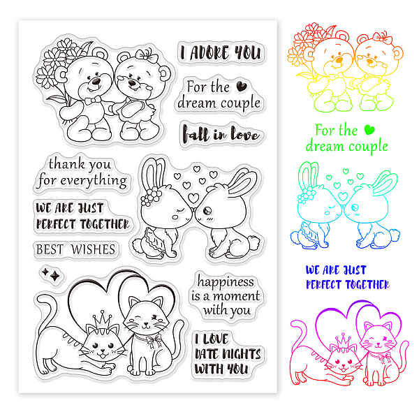 

PandaHall PVC Plastic Stamps, for DIY Scrapbooking, Photo Album Decorative, Cards Making, Stamp Sheets, Lover Pattern, 16x11x0.3cm Plastic...