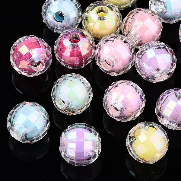 

PandaHall Transparent Acrylic Beads, Bead in Bead, AB Color, Faceted Round, Mixed Color, 8mm, Hole: 2mm Acrylic Round Multicolor