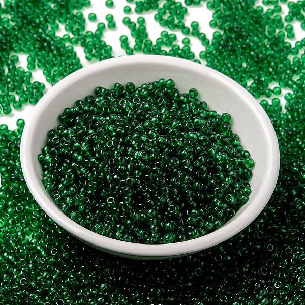 

PandaHall MIYUKI Round Rocailles Beads, Japanese Seed Beads, (RR146) Transparent Green, 8/0, 3mm, Hole: 1mm, about 2111~2277pcs/50g Glass...