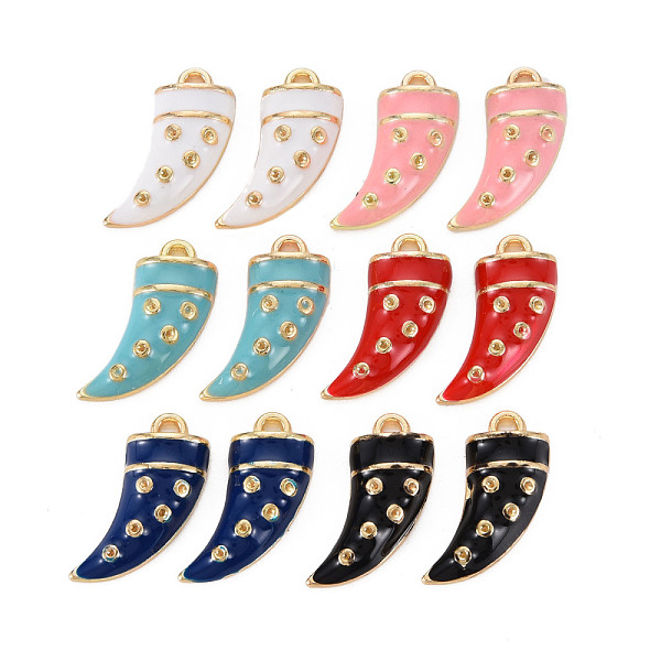 

PandaHall Rack Plating Alloy Enamel Pendants, Cadmium Free & Nickel Free & Lead Free, Pepper, Light Gold, Mixed Color, 19.5x13x4.5mm, Hole..., Multicolor