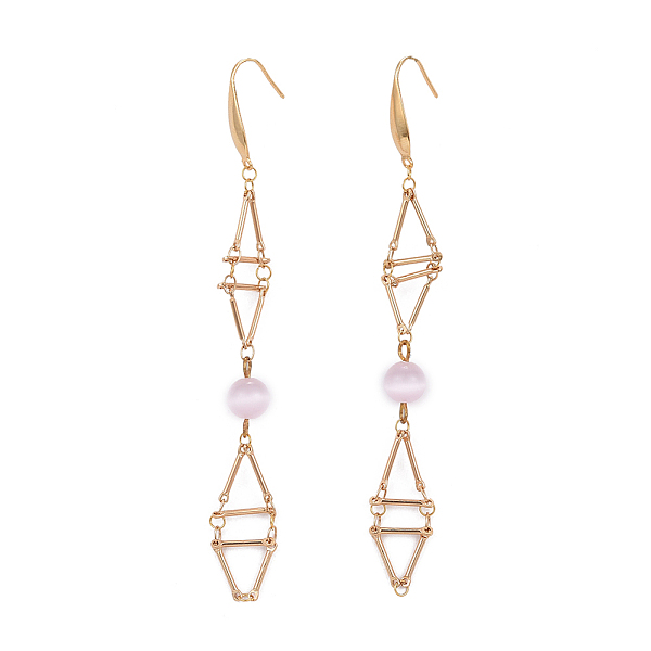

PandaHall Cat Eye Dangle Earrings, with Real 18K Gold Plated Brass Bar Link Chains and 316 Surgical Stainless Steel Earring Hooks, Thistle..., Purple
