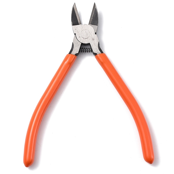 PandaHall Chrome-vanadium Steel Jewelry Pliers, Side Cutting Plier, with Plastic Handles, Coral, 16.3x8.1x1.15cm Steel Red