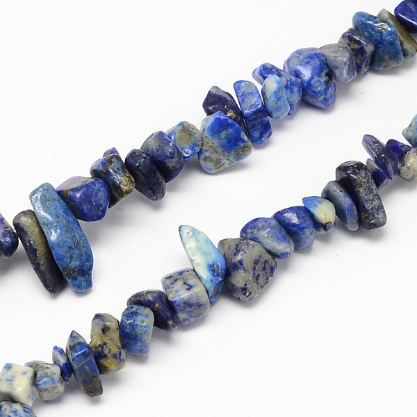 PandaHall Natural Lapis Lazuli Stone Bead Strands, Chip, 4~10x4~6x2~4mm, Hole: 1mm, about 210pcs/strand, 35.4 inch Lapis Lazuli Chip Blue
