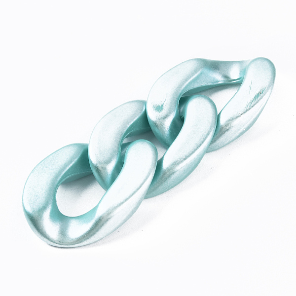 

PandaHall Opaque Acrylic Linking Rings, Quick Link Connectors, for Curb Chains Making, Pearlized, Twist, Pale Turquoise, 29x20x6mm, Inner...