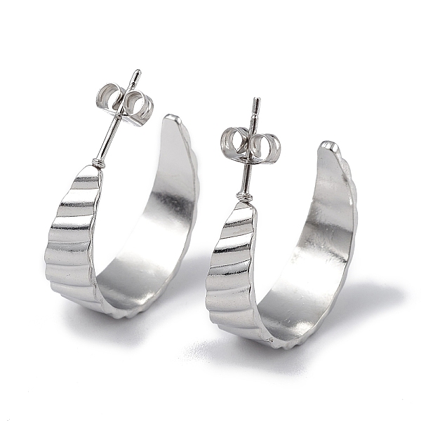 

PandaHall 304 Stainless Steel Round Stud Earrings, Half Hoop Earrings for Women, Stainless Steel Color, 22.5x7.5x22.5mm, Pin: 0.7mm 304...