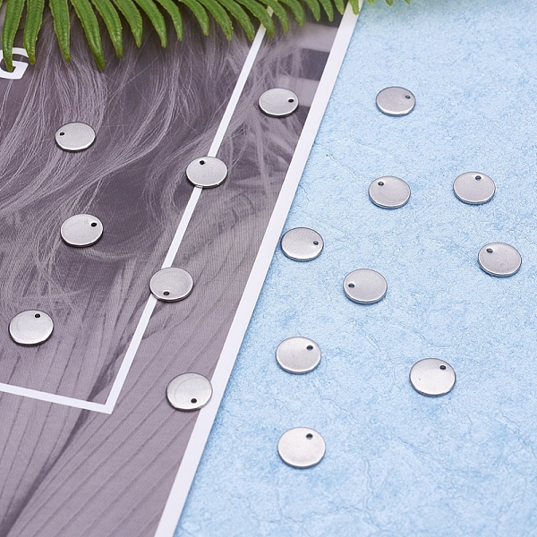 

PandaHall 304 Stainless Steel Stamping Blank Tag Charms, Flat Round, Stainless Steel Color, 8x0.6mm, about 150pcs/box 304 Stainless Steel...